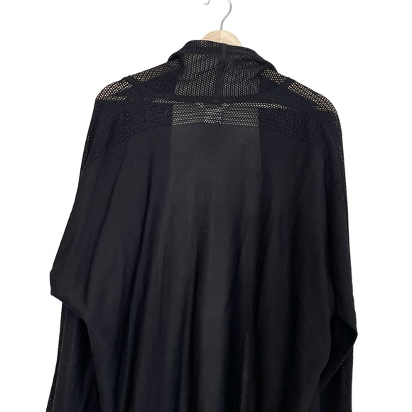 Misook Womens Black Long Length Open Cardigan Size M Meshed Trim Minimalist - Picture 6 of 9
